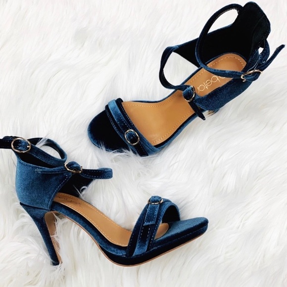 Boutique Item - Betani Shoes - Sexy Ankle Strap Blue Velvet 4” Heels